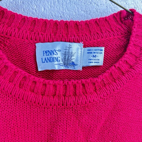 VTG Penns Landing Pullover Crewneck Red Sweater Mens Crew Neck Heavy Knit Sz M - Picture 4 of 4